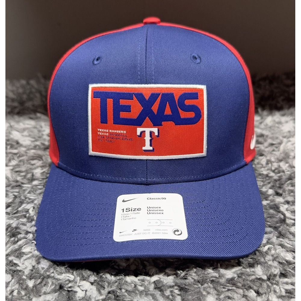Texas Rangers Nike Hat Cap Snapback Classic99 Blue Red Dri Fit Adjustable‎